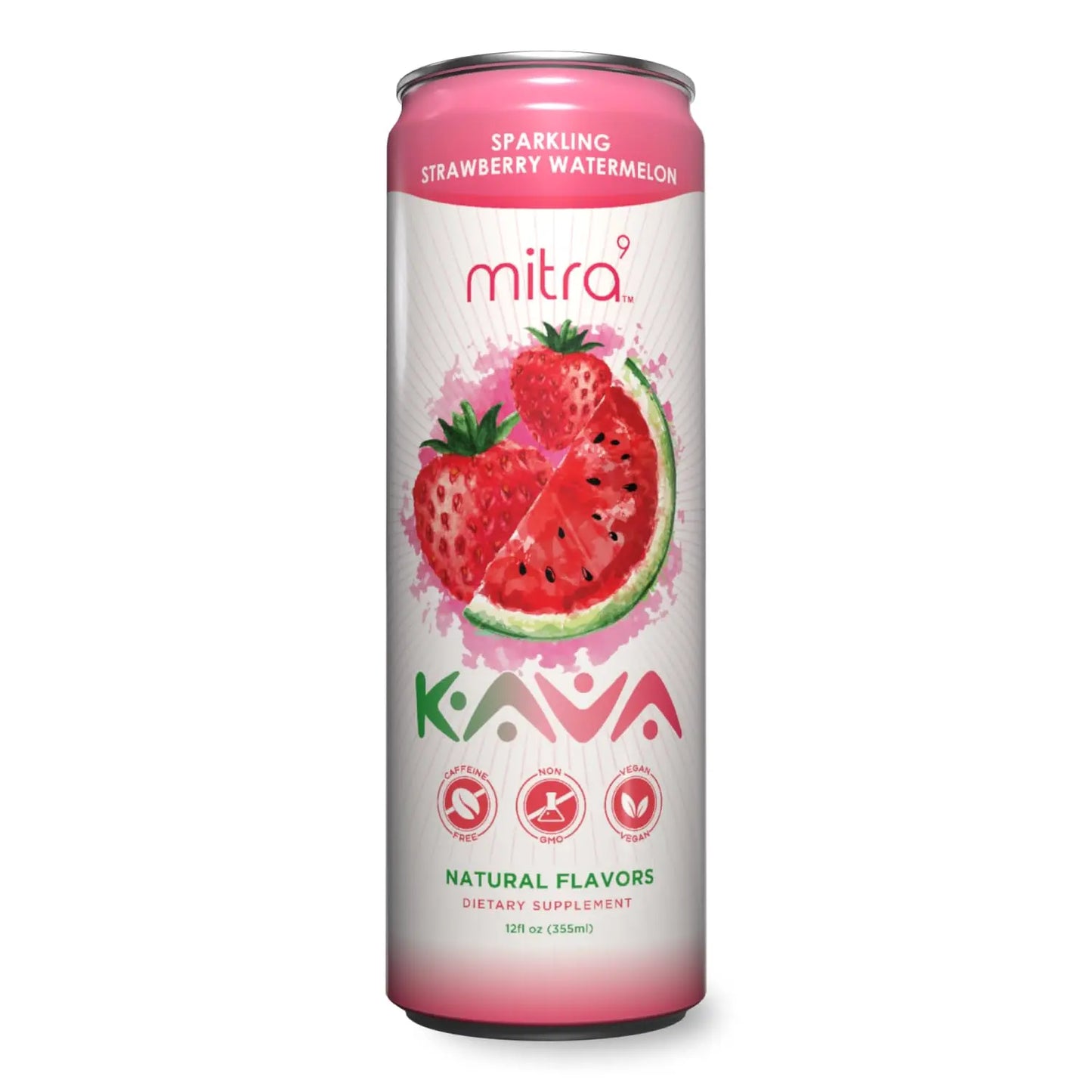 Mitra9 - Kava Seltzer - Coconut Lychee - 500mg - 12oz Mitra9 Strawberry-Watermelon